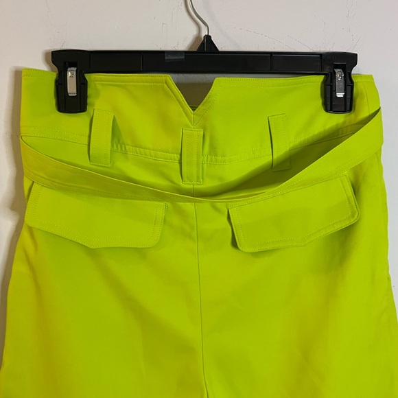 Simon Miller long length high rise tailored shorts with belt, lime green,size XS - Picture 7 of 11